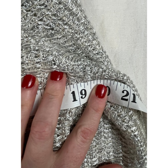 J.Crew Collection Silver Metallic Tape Yarn Cropped Sweater BZ514 Womens Medium - Picture 6 of 8